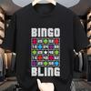 Vintage Bingo Rhinestone Graphic Tee Unisex Casual Short Sleeve Cotton Tshirt For Men