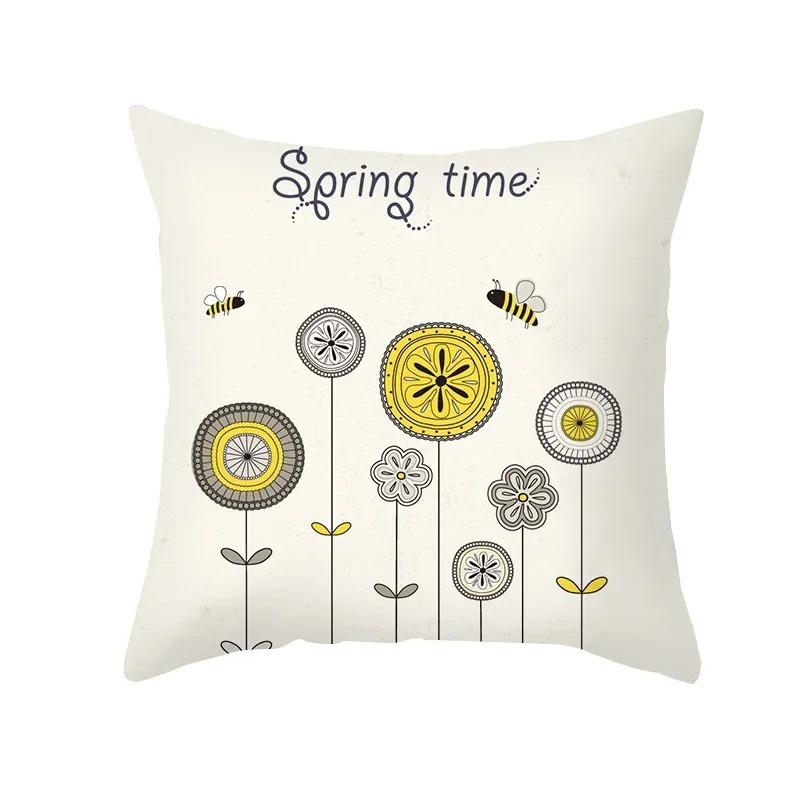 Office Living Room Home Pillowcase Car Ornaments Cartoon Bee Print Pillowcase