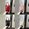 Mini Pu Leather Shoulder Bag Handmade Solid Color Handbag Knitted Personalized Mobile Phone Bag Summer