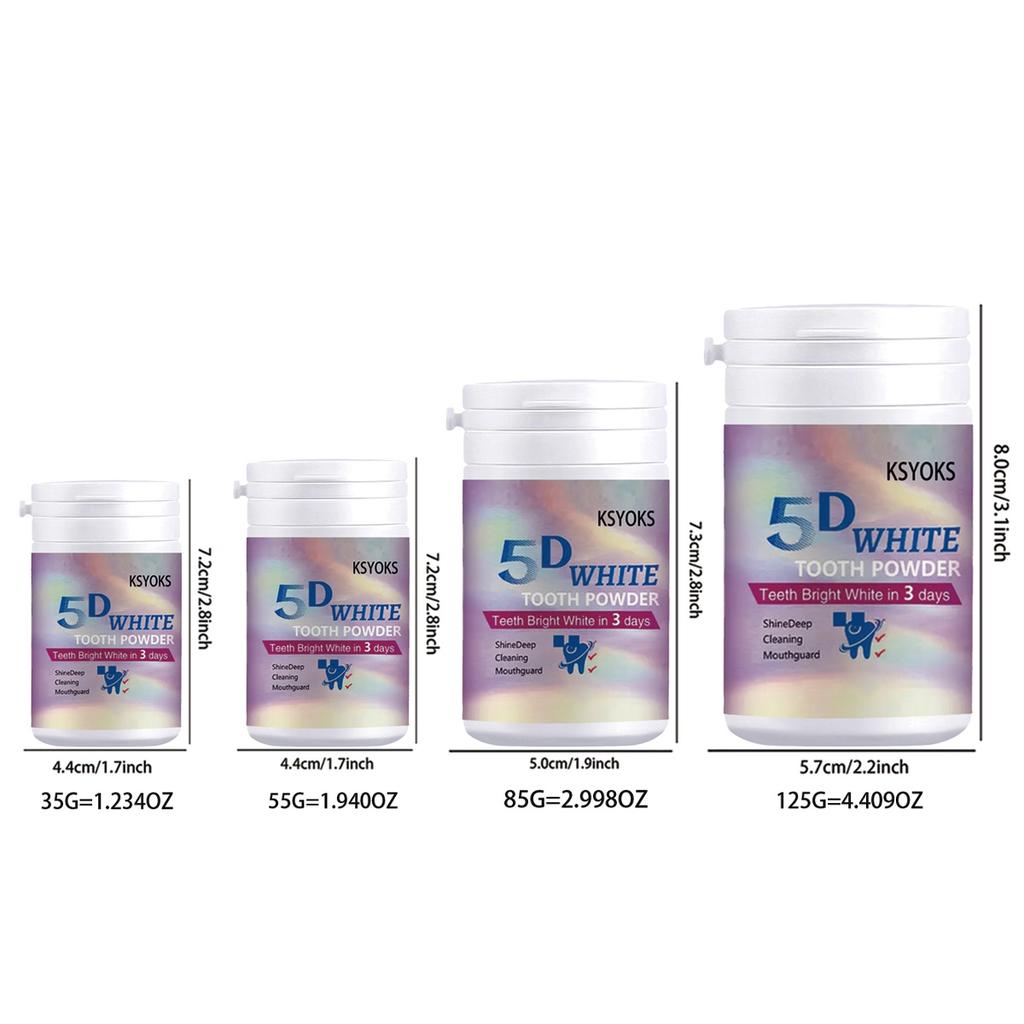 5D Bright White Tooth Powder, Deep Cleaning, Oral Protection, Bright White Teeth, Fresh Breath