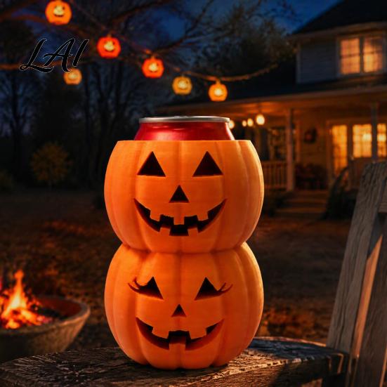 Ghost Face Soda Sleeve Halloween Pumpkin Drink Holder for 12oz Cans Double Stacked Beverage Can Decorative Cooler Party 3D Printed Heat Insulation