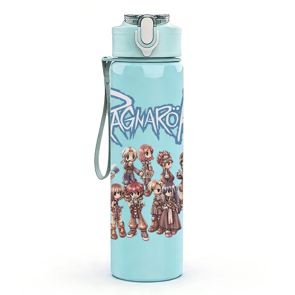 1PC Pecking Circular Skull Retro Logo Print 750ml Portable Sports Water Bottle Leakproof Gym Outdoor Travel Drink Cup