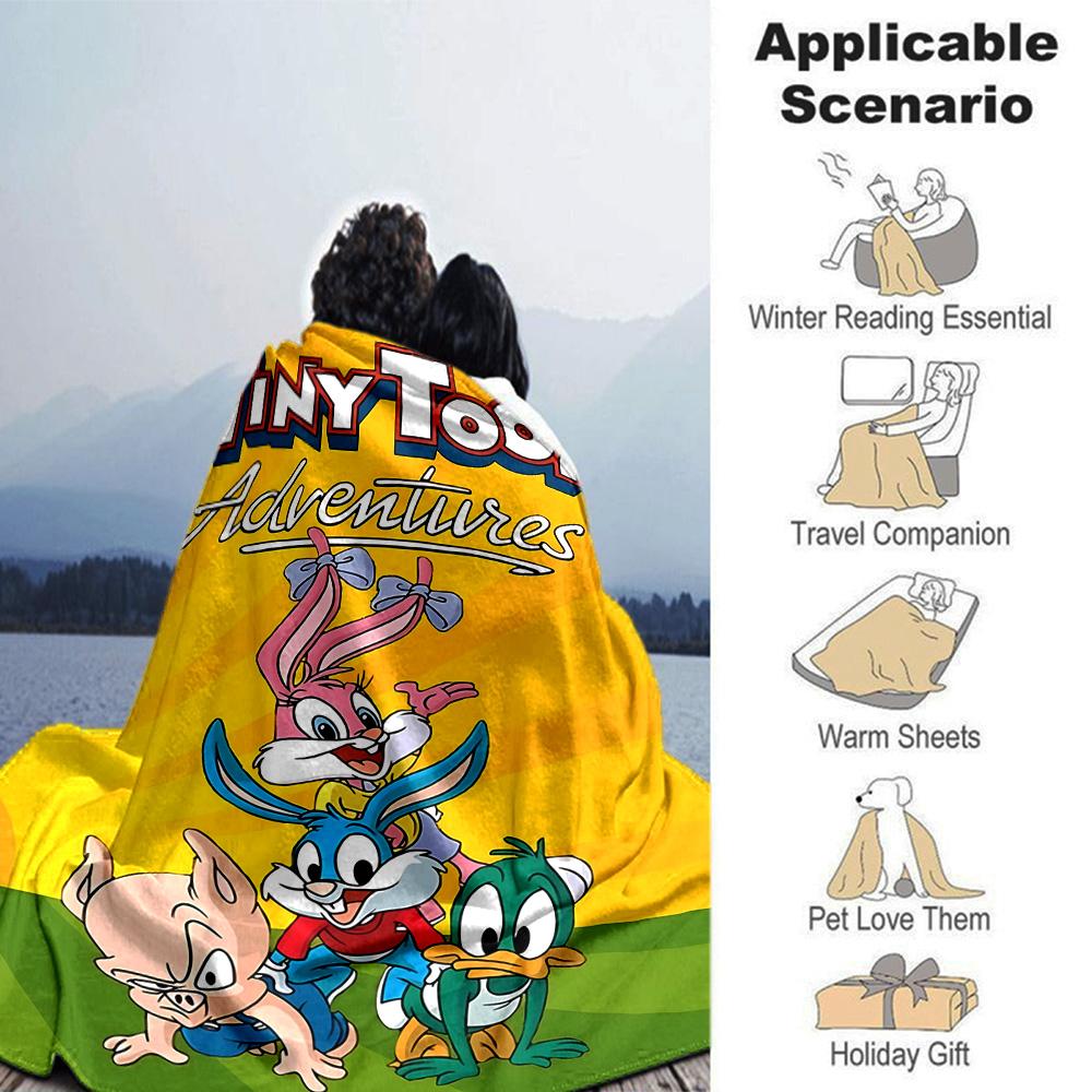 Tiny Toon Adventures Flannel Blanket Super Soft Warm Cozy Blanket For Sofa Bed Office Travel Allseason Home Decor Gift