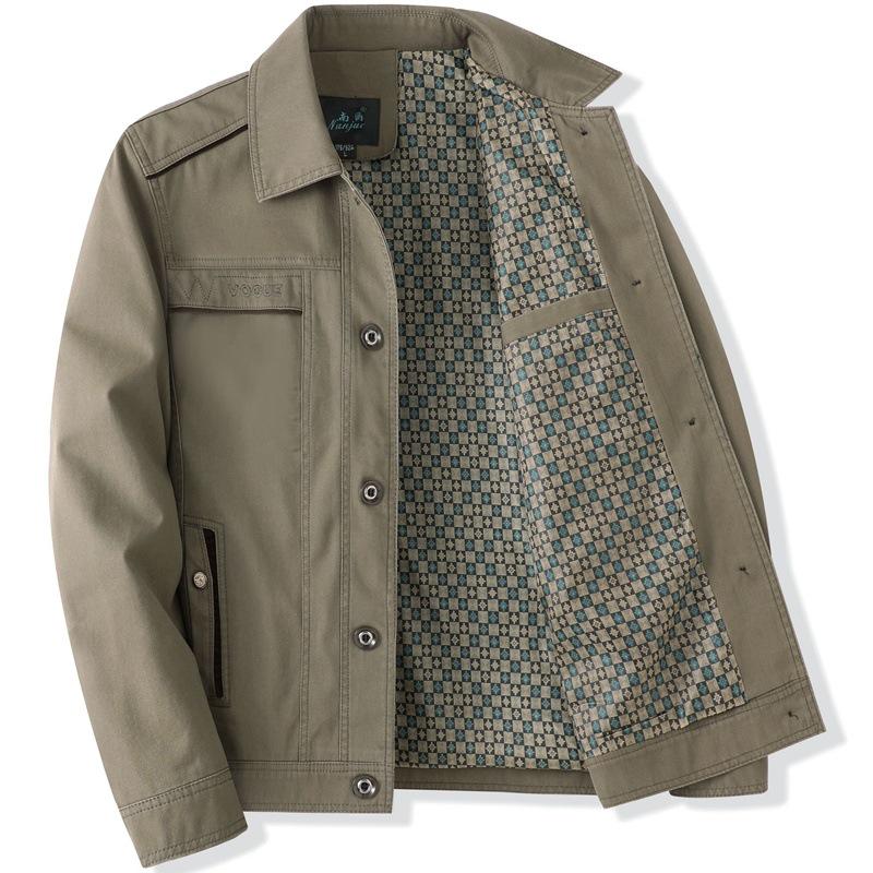 

Бавовняна куртка на міжсезоння для тата - З коміром-стійкою для чоловіків середнього та похилого віку 185 (145-160 kg)