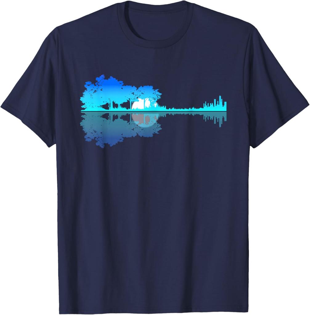 Guitar Lake Shadow Love Guitar Musician TShirt 100 Cotton ONeck Short Sleeve Summer Casual Mens Tshirt Streetwear