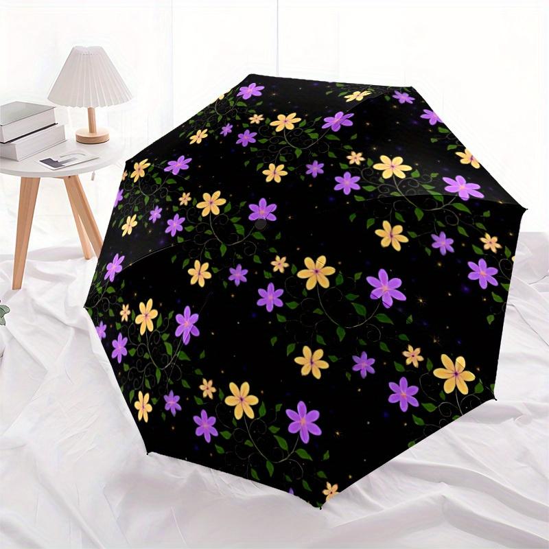 1pc Floral Night Pattern Automatic Umbrella - 8-Rib Foldable Design, Outdoor Adventures, and Family Celebrations Yy250829018