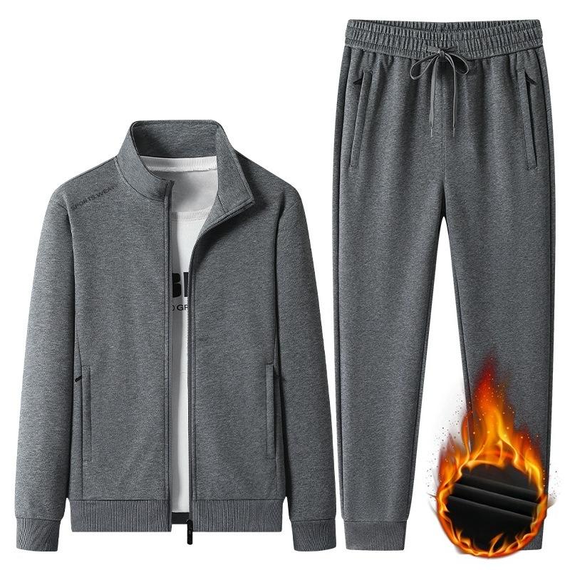 Men's Cotton Tracksuits 2 Piece Set Men Sets Outwear Jacket+Sweatpant  Autumn Winter Homme Suit Men Running Fitness Suit