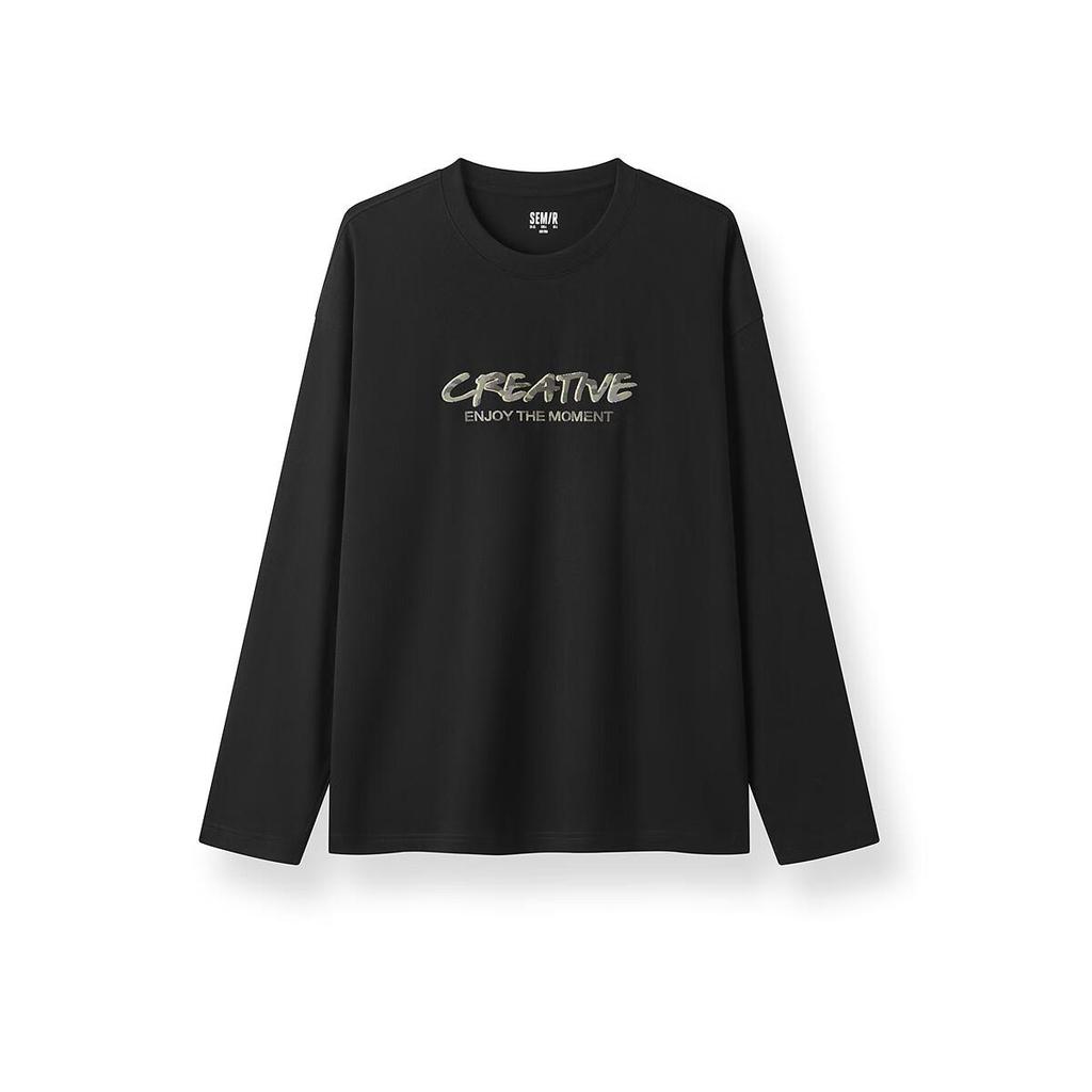 Semir Men's Long Sleeve T-Shirt Spring Wearable Letter Print Base Shirt Couple 2026 Inner Wear Crew Neck