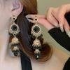 Luxury Rhinestone Pearls Ear Drop Thai Style Ethnic Style Ear Studs Bell Tassel Earrings Banquet