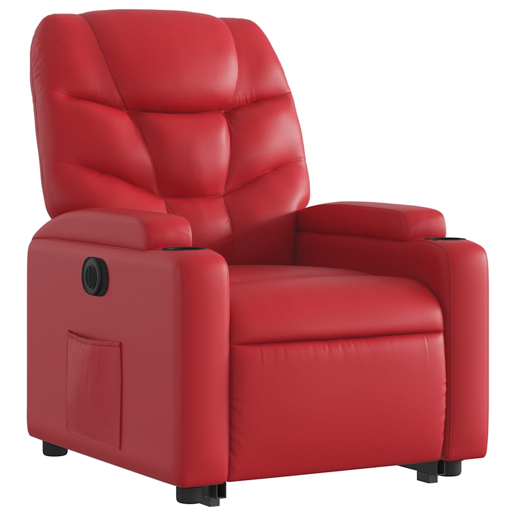 Electric Recliner Chair with Rising Function Red Faux Leather