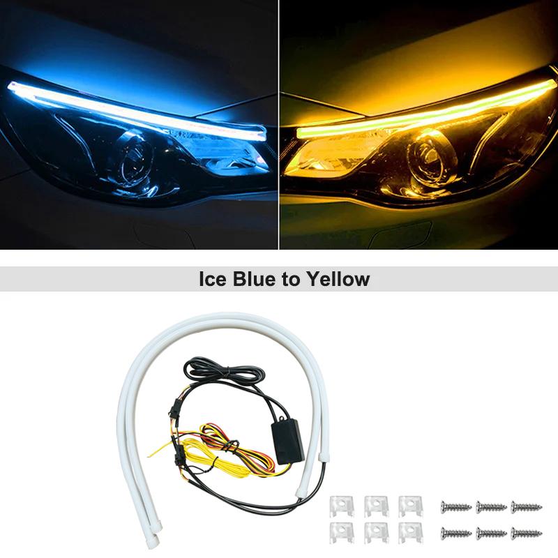 2PCS/lot 9-30V 30/45/60cm DRL Flowing Flexible LED Tube Strip Daytime Running Lights Turn Signal DRL Silica gel LED Lamp