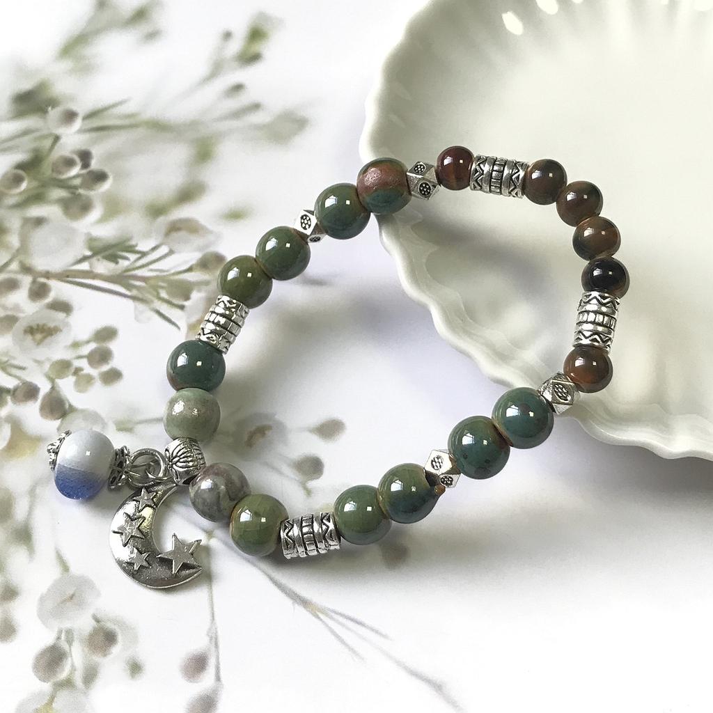 Literary Bracelet Maillard Color Jingdezhen Ceramic Bracelet Female Gift Student National Style Creative National Style Accessories