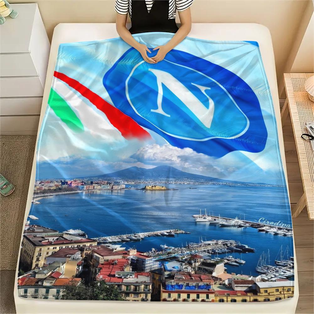 

1PC Naples Football Print Flannel Blanket, High quality Comfortable for All Seasons, Home Decor, Warmth and Comfort, Perfect for Christmas Gifts 96 80cm x 120cm