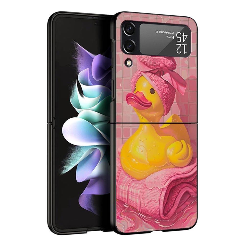 Rubber Ducks Swimming Pool Black Phone Case For Samsung ZFlip7 ZFlip6 ZFlip5 ZFlip4 ZFlip3 5G Hard Protective Galaxy Z Flip 3 4