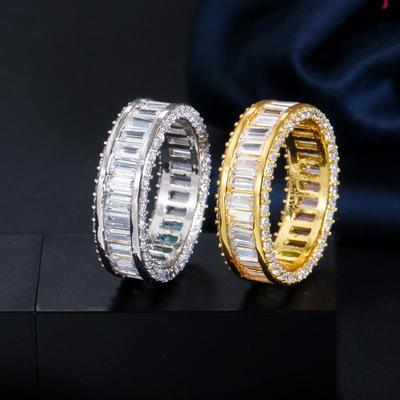 WWJ Shiny Zirconia Round Golden Color Finger Rings for Ladies