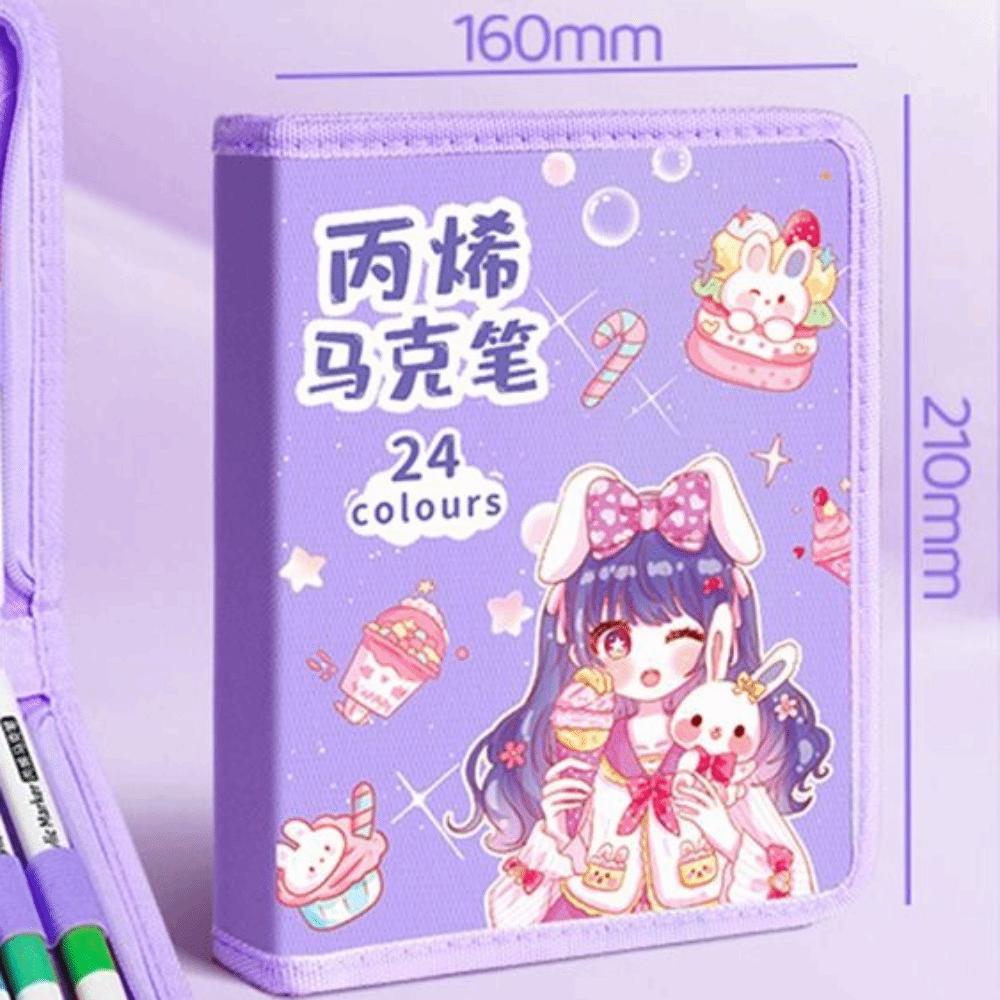 Zipper Art Marker Pen Storage Bag Folding Marker Pen Contaioner  For 24/36/48/60Pcs