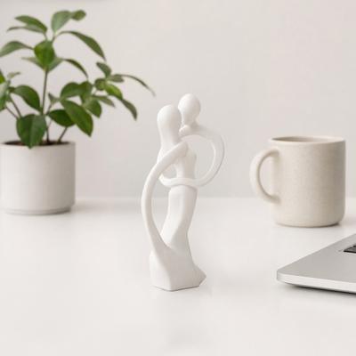 3D Printed Couple Sculpture, Nordic Modern Style, Matte White Home Decor Ornament, Romantic Abstract Statue, for Anniversary Valentines Day