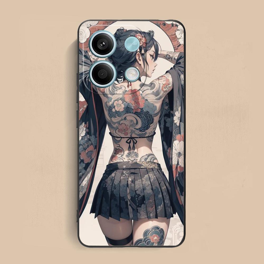 Fashion Tattoo Girl Mobile Phone Case for Xiaomi Redmi 15 14 13 12 A5 3 2 1 C Plus 4G 5G Colorful Printing Cover Pretty Cover