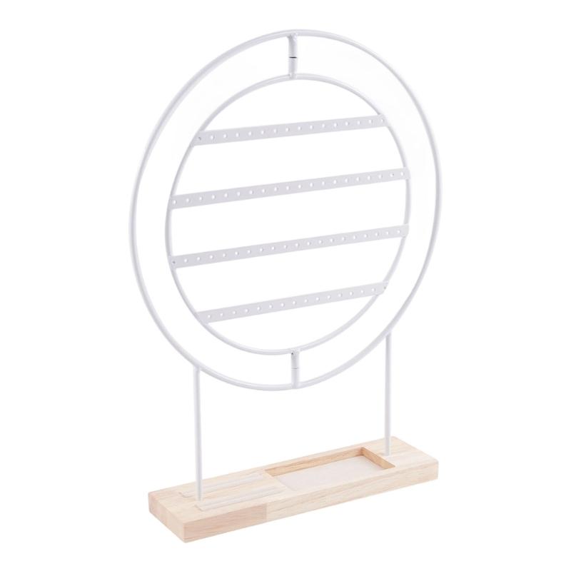 Modern Farmhouse Earring Display Stand With Wood Base Metal Frame Jewelry Organizers For Home Store Wedding Gift