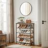 VASAGLE Shoe Rack 5 Tier, Shoe Storage Organiser Narrow, with 4 Fabric Shelves and Top for Bags, Steel Frame, for Entryway, Closet, Industrial
