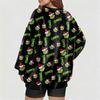 Women's Fashionable V-neck Christmas Printed Long Sleeved Casual Pullover Plush Warm Pocket Sweatshirt Top