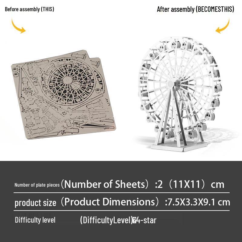 All-Metal Stainless Steel 3D Ferris Wheel DIY Puzzle Toy