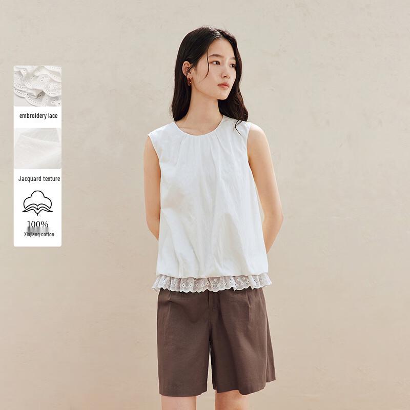 Inman Women s French Floral Embroidered Sleeveless Cotton Top M