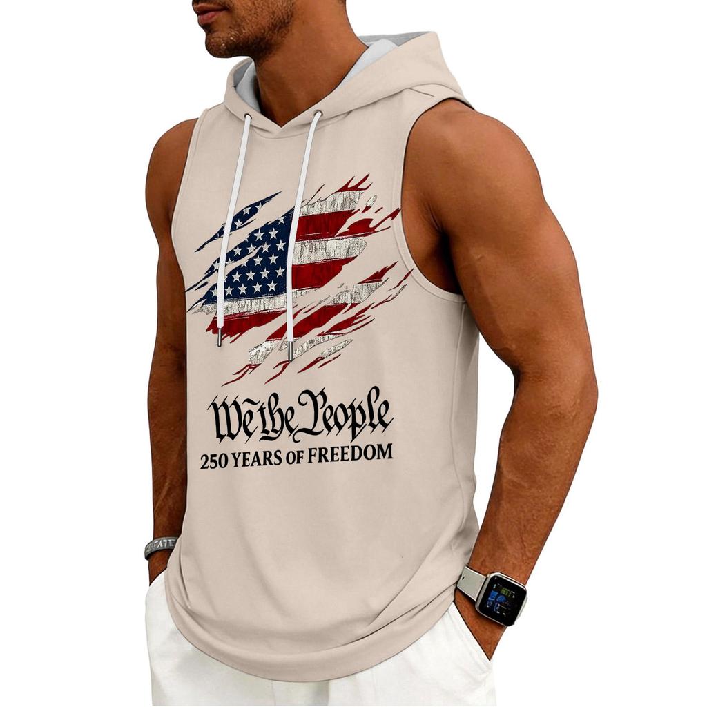 Men's Tank Top Gym Sleeveless Hoodie Shirt Washed Sports Muscle Shirts Fitness Vest With Hood