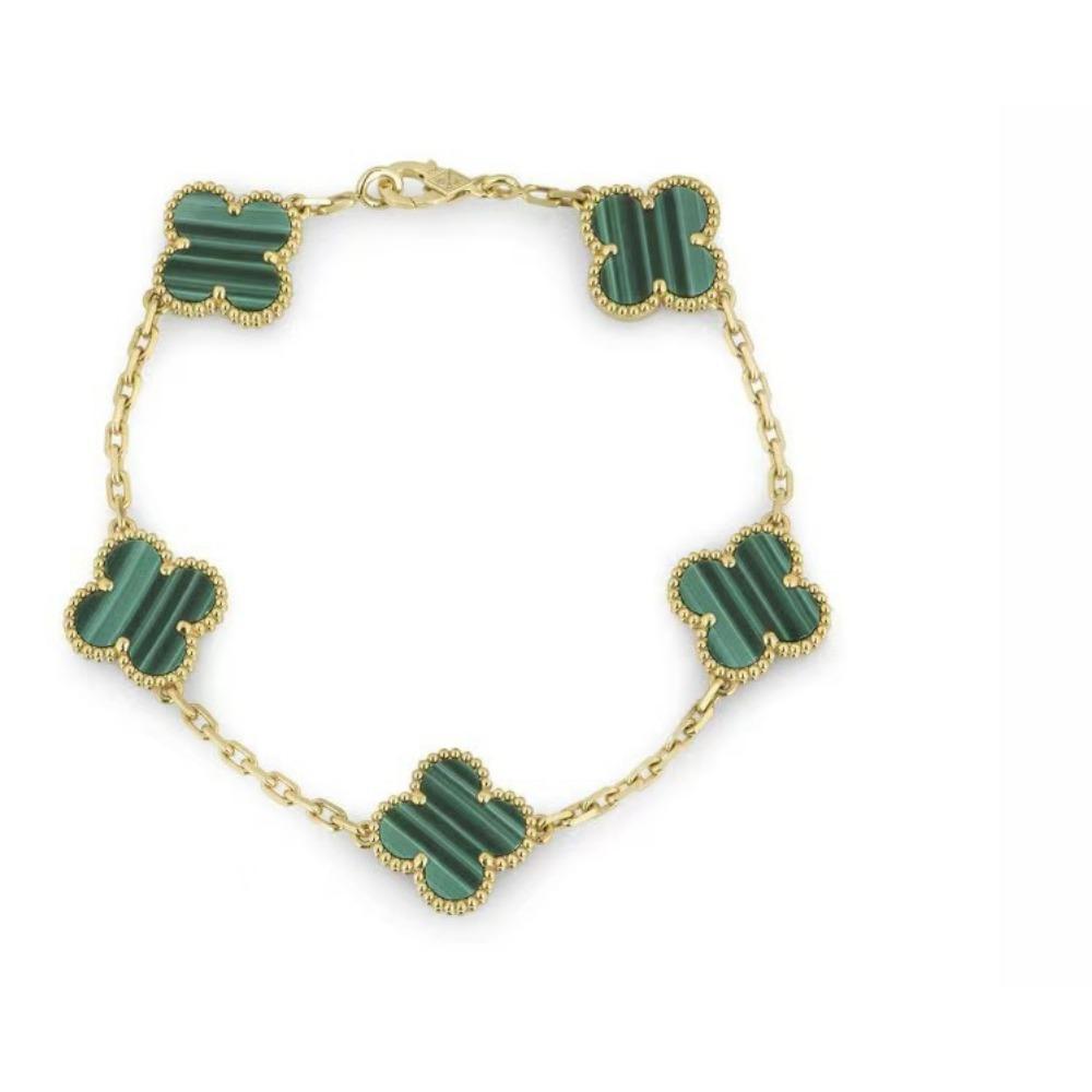 Luxury and Sophisticated Four-leaf Clover Bracelet for Women Made of Agate and Mother-of-pearl