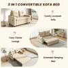 3-in-1 Sleeper Sofa, Pull-Out Sofa Bed, Double Sofa with Cup Holder, Side Pockets, Cushions and USB Port, Modern Design, Beige.[Old SKU:N653P8156A]