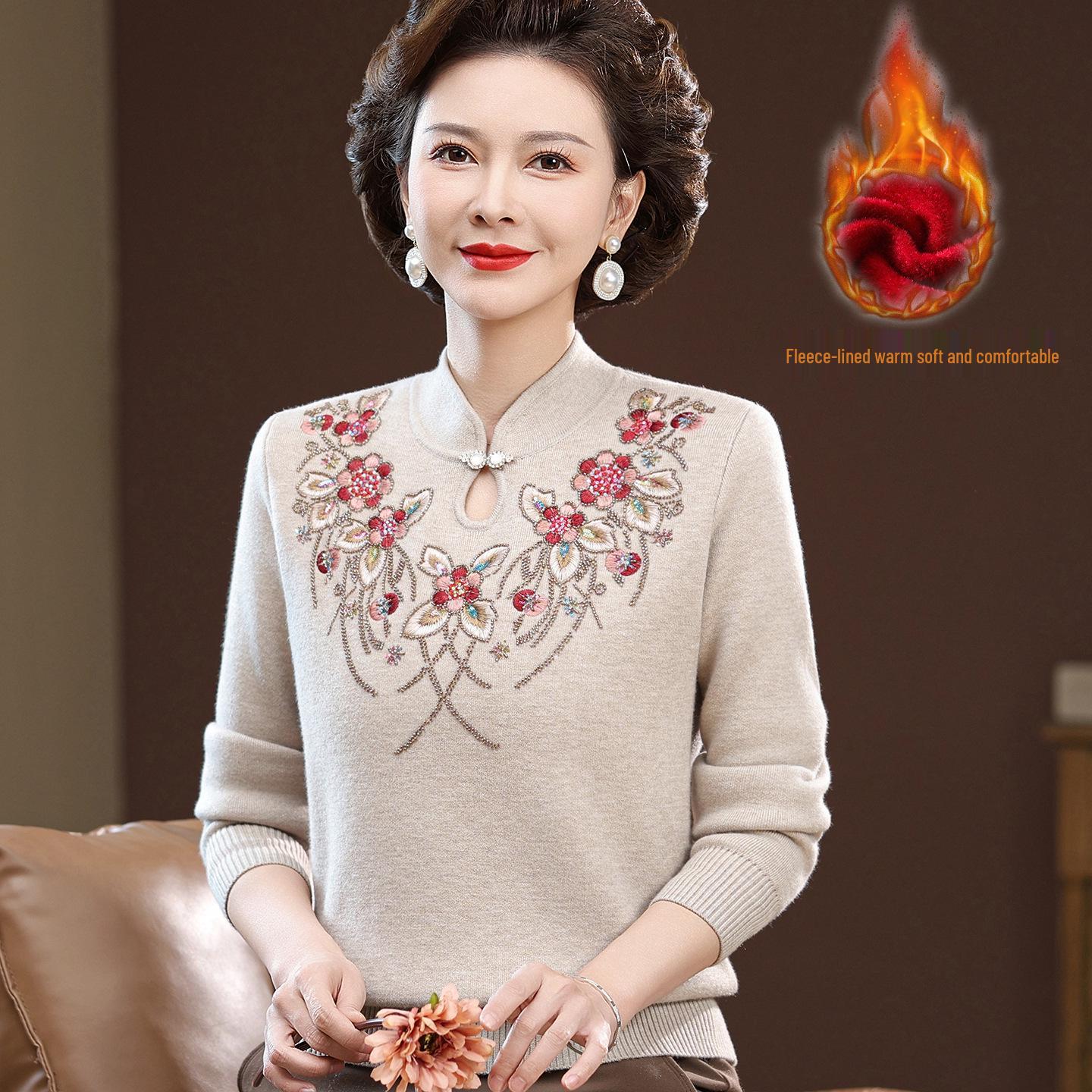 

Elegant Fleece-Lined Winter Sweater for Mature Women: Stylish, Warm, and Noble. 4XL (150-165 lbs)