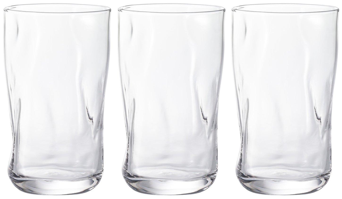 

ADERIA Glass Cup Tumbler Tebineri Fluid 380ml Set of 3 to Made in Japan Dishwasher Safe [Soft Texture/Easy Hold] B-6891