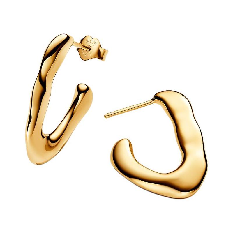 Pandora V-shaped design 14k gold plated earrings women s gold 263290C00 золотой