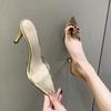 Fashion Women's High Stiletto Heel Mules Concise Pointed Open Toe Thin Heels Shoes Sexy Office Ladies Summer Pull On Modern Slippers