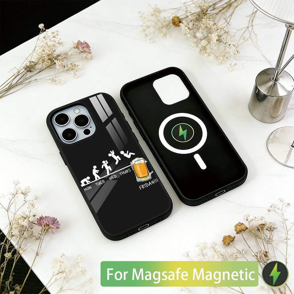 Lnteresting Beer Printing Phone Case For iPhone17,16,15,14,13,12,11 Plus,Pro Magnetic For Magsafe Wireless Charging
