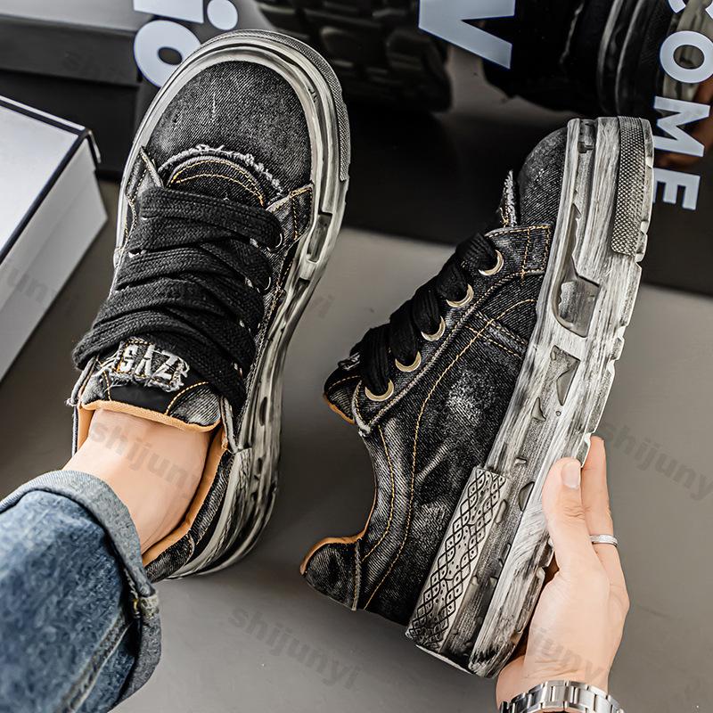 

Модный ретро джинсовый дизайн Модный тренд Спортивная повседневная обувь для мужчин 2025 Весна Новинка Удобные на толстой подошве Универсальные массивные кроссовки 39