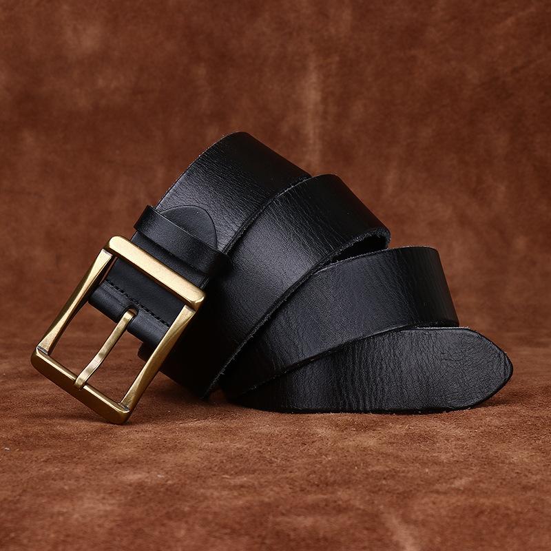 Retro Leather Top Layer Cowhide Belt for Men, Simple and Versatile, Light Luxury Style Casual Jeans Belt for Men