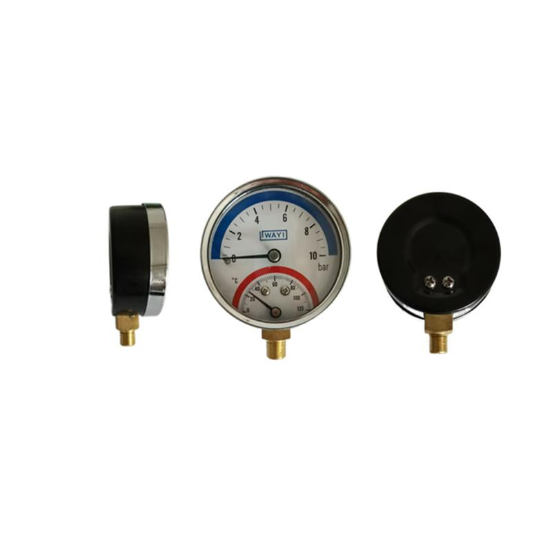 2-In-1 Pressure Gauge And 10 Bar Temperature And Pressure Gauge Temperature 0-120°C Temperature And Pressure Meter