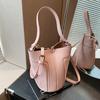 Summer Pink Bucket Handbag Fashion Splicing Single Shoulder Underarm Bags Women's  New Korean Popular Crossbody Bag