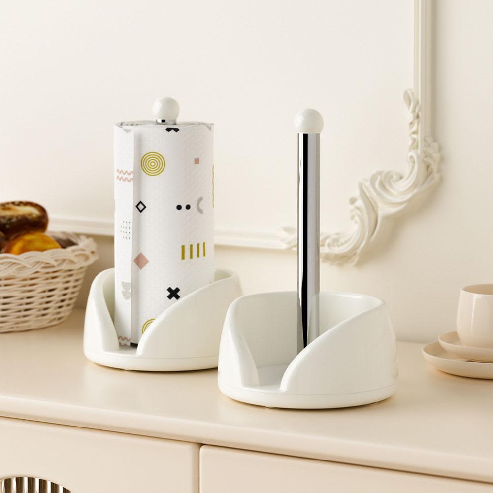 Kitchen Paper Towel Holder, Countertop Paper Roll Stand With Weighted Base,Rustproof & Stable Dispenser For Home O2U3 bianco