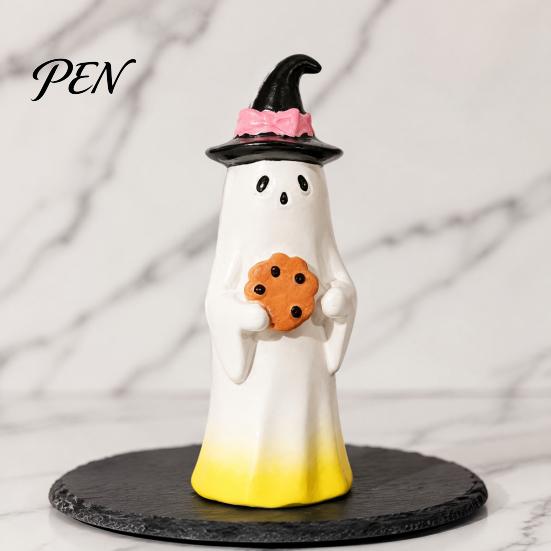 Small Ghost Statues for Fireplace Halloween Cute Ornament, Resin Figurines with Cake/Cookie Table Decorations Design Desktop Home Holiday Party