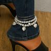 European and American Stacked Multi-layer Pearl Anklets Ins Personalized Love Pendant Exotic Foot Decoration