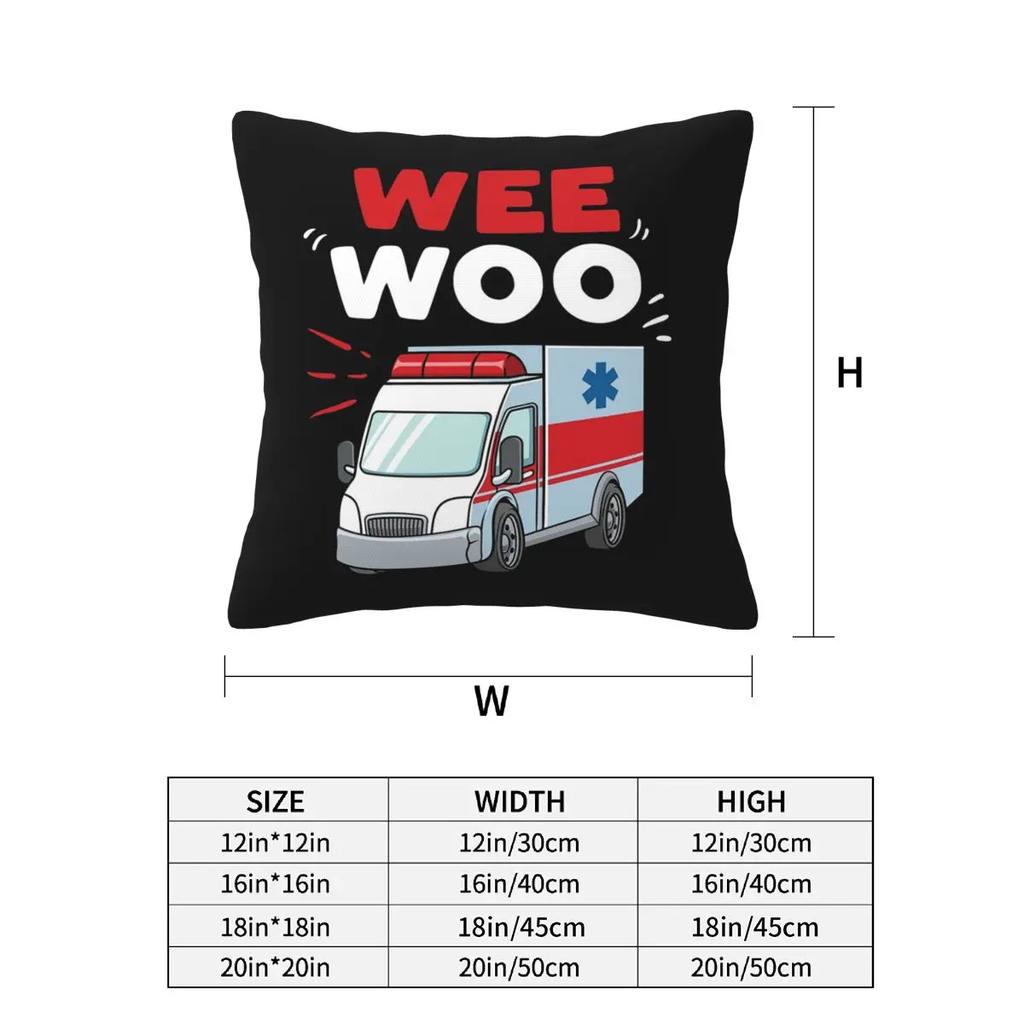 Wee Woo Ambulance Paramedic Emergency Medic Gift 2 Pcs Square Pillowcase Pillow Cover Cushion Throw Pillow For Home Bedroom