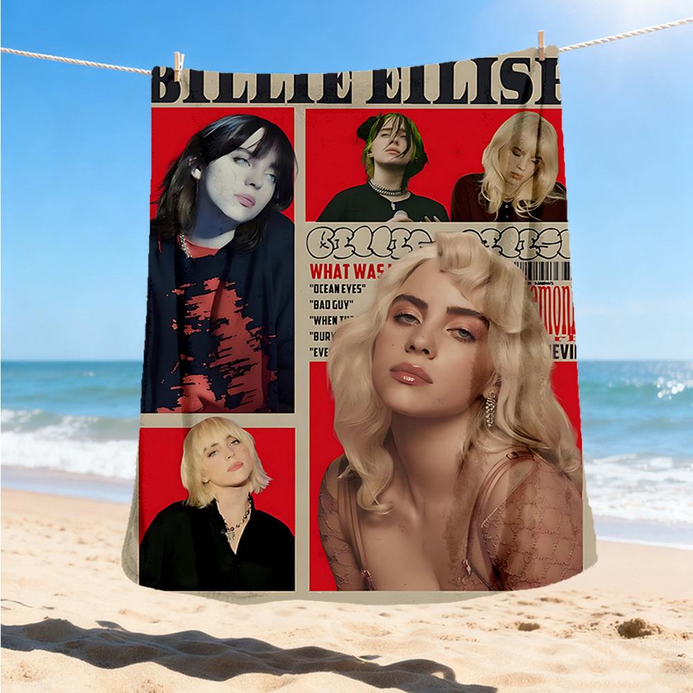 1pc Billie Eilish Outdoor Flannel Blanket, Cozy & Warm Soft Te Playful Design, Napping Camping,