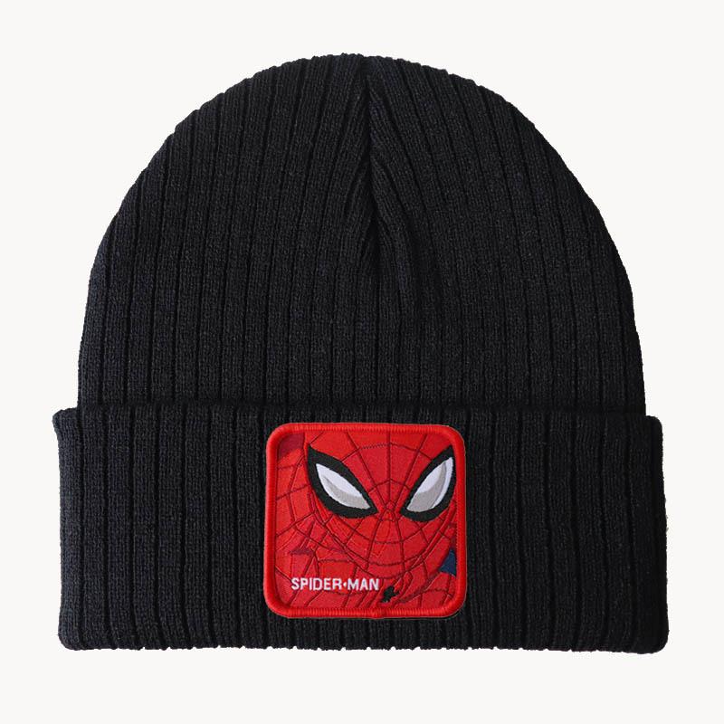 

New large sized cartoon anime character spider series knitted hat, woolen hat for men and women, autumn and winter cold weather hat Adjustable чёрный