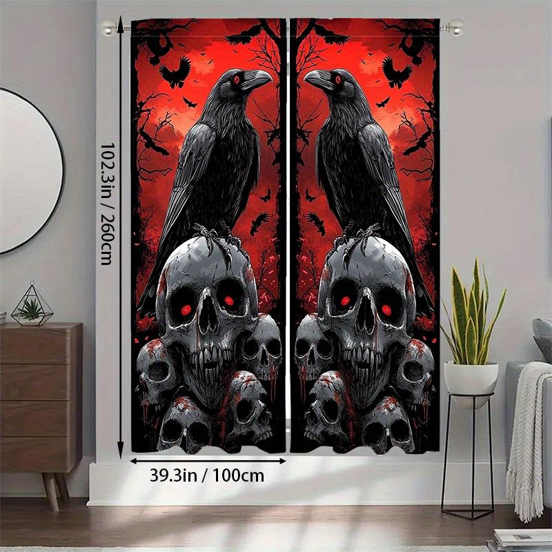 Set Of 2 Gothic Night Curtains Thermal Privacy Bedroom Living Room Home Decor Curtain Sheer With Rod Pocket Polyester Ideal For Great