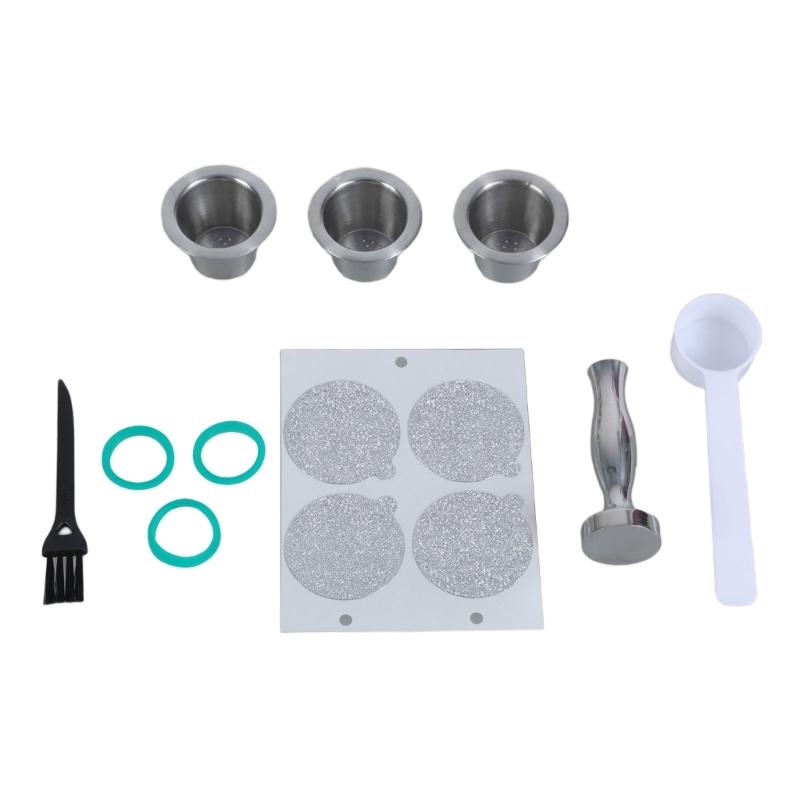 

Stainless Steels Refillable Coffee Capsuled Espresso Coffee Maker Cup Coffee Pods Filter with Tamper and Spoon Enduring 1