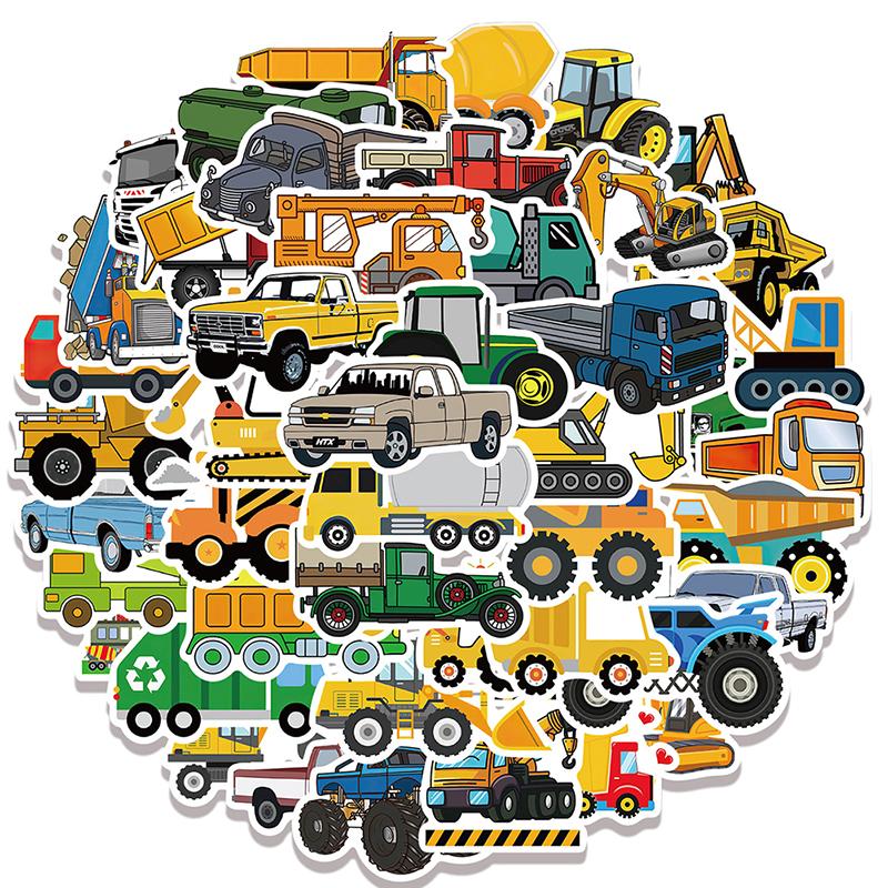 50Pcs Engineering Vehicle Truck Graffiti Sticker Guitar Suitcase Laptop Decal