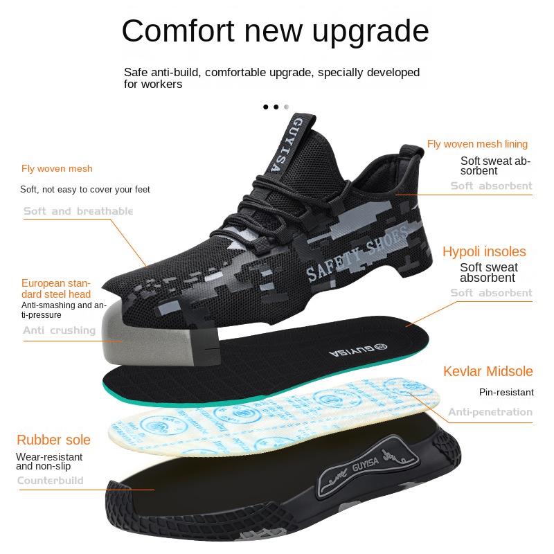 Labor Insurance Shoes Anti-smashing, Anti-piercing, Non-slip and Breathable Steel Head Shoes Construction Site Protection Safety Shoes
