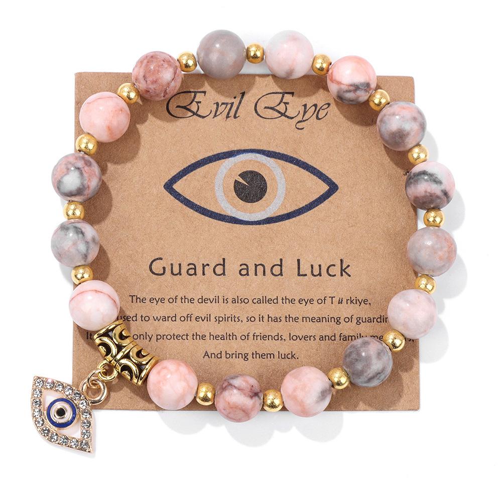 Lucky Turkish Evil Eye Pendant Beads Bracelet Handmade Natural Stone Charm Elastic Bangles Men Women Fashion Yoga Energy Jewelry